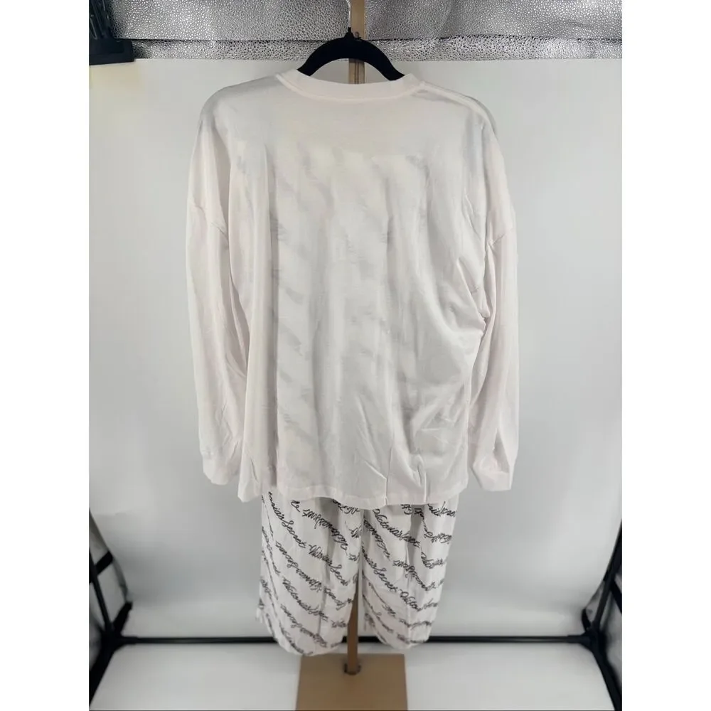 Victoria's Secret Pajama Set Long Sleeve Top Pants Rhinestone Logo Size M